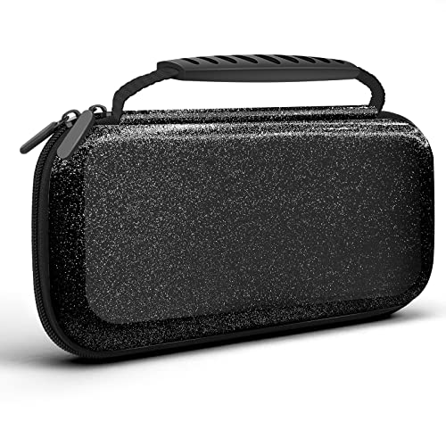 homicozy Glitter Carrying Case Compatible with Nintendo Switch OLED & Switch Console,Black Protective Hard Travel Case Shell Pouch for Nintendo Switch Console/Accessories,Switch Gaming Cases for Girls - color: Black