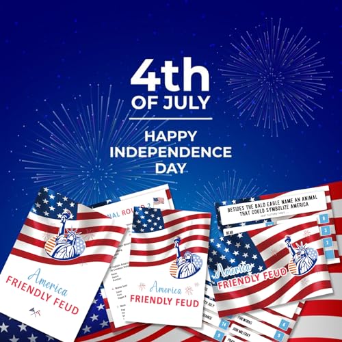 4th of July Trivia Game, America Friendly Feud Game Set, Independence Day Game Supplies, 4th of July Games for Adults and Teens, Feud Quiz, Independence Day Group Game, Fun Party Game