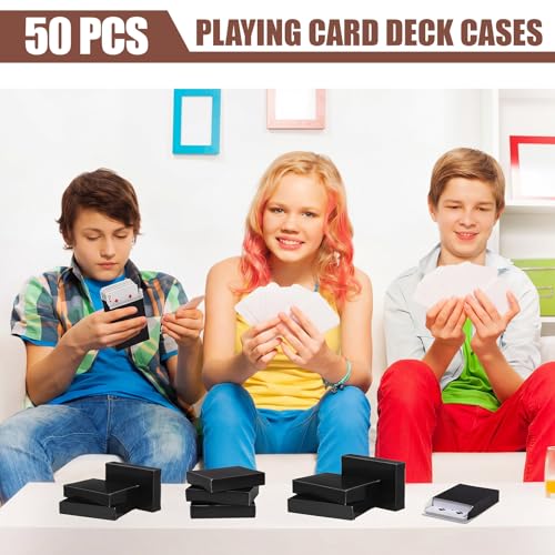 Jexine 50 Pieces Playing Card Box Deck Boxes Empty Playing Case Card Holder Bulk Organize Storage Board Game Box Fits Baseball Trading (Black) - color: Black