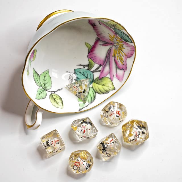 Sage's Portal Familiars and Reagents Resin DND Dice Set Polyhedral Dice Set for Dungeons and Dragons RPG Tabletop TTRPG (Snowman) - color: Snowman