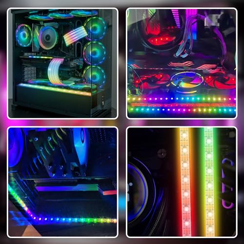 5V ARGB LED Strip, 100cm 60LEDs RGB Light Strip for PC Case, Sync with Motherboard, Self-Adhesive Cuttable LED Tape for Gaming Room PC Decoration