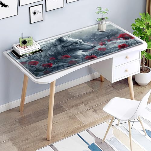 for MTG Playmat Non-Slip Rubber Play Mat with Storage Bag Combination, Ideal for Card Game Lovers TCG Play Mat, Wolf and Rose - color: Wolf and Rose