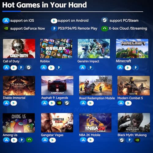 Megadream Mobile Gaming Controller for iPhone/Android - iPad/Tablet - Cloud Game - NS-Switch/PS4 - Turn Your Phone into a Gaming Console - PS5/Xbox Remote Play Streaming, Call of Duty & More, Turbo, Black - color: Black