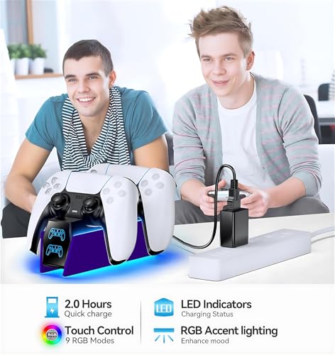 OIVO P5 Controller Charger with Fast Charging AC Adapter, P5 Controller Charging Station Stand for Play Station 5, Docking Station Replacement for PS 5 Accessories Kits, Galactic Purple - color: Galactic Purple
