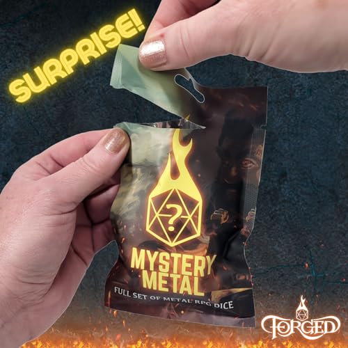 Forged Dice Co. Mystery Metal Dice Bag DND Dice Set Blind Surprise Bag - Contains 1 Complete Set of 7 Metal Dice D4, D6, D8, D10, D12, D20, D% for RPG Board Game and DND Accessories - size: 20mm (Pack of 1)