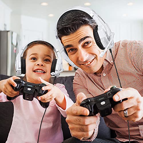 BENGOO Pro Gaming Headset for PS4 PS5 PC Xbox One Controller, Noise Cancelling Over Ear Headphones with Mic, LED Light, Bass Surround, Soft Memory Earmuffs for Laptop Mac - White - color: White