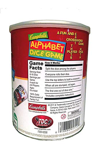 TDC Games Campbell's Alphabet Dice Game, Great for Party Favors, for Travel, Camping Family Game Night, Yard Games for Adults and Family
