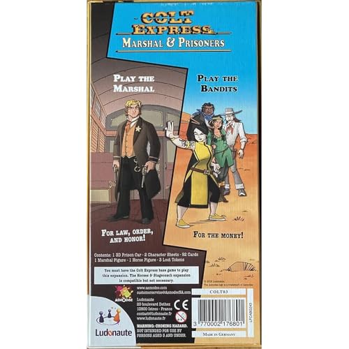 Colt Express Marshal and Prisoners Board Game EXPANSION - New Challenges Await! Wild West Adventure Game, Strategy Game for Kids & Adults, Ages 10+, 2-6 Players, 40 Minute Playtime, Made by Ludonaute - style: Marshal