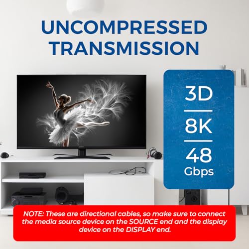 OREI 8K HDMI 2.1 Fiber Optic Cable 250ft - AOC, 48Gbps, 8K@60Hz, HDR10+, 3D - size: 250FT