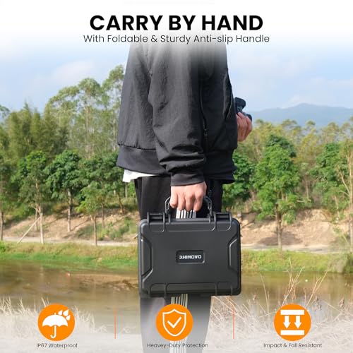 IP67 Waterproof Hard Case with 2-Layer Pick & Pluck Foam, Patented Buckle, Molded Strap Anchor & Included Adjustable Strap | Protective Case for Cameras, Electronics, Drones & Pistols