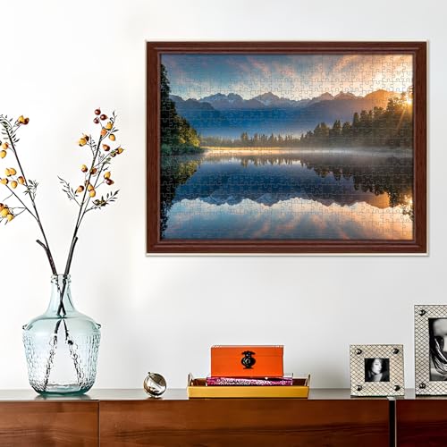 Puzzles for Adults 500 Pieces,Sunrise Nature Jigsaw Puzzles 500 Pieces,Lake Mountain Puzzles 500 Pieces Adult Funny Puzzle with Letters on Back Colorful Premium Cardboard Puzzle Gift - style: Sunrise