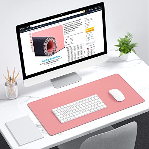 Dapesuom Large Mouse Pad, Extended Gaming Mouse Mat with Stitched Edges, Full Size Desk Mats with Non-Slip Base, Computer Big Desktop Keyboard Pad for Gamer, Laptop, Office, 23.6 x 11.8 in, Rose Pink - color: Rose Pink, size: 23.6L x 11.8W inches