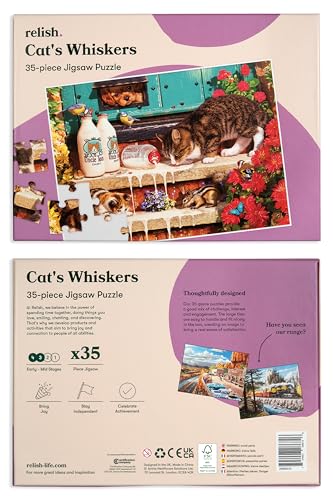 Relish Large Piece Puzzles for Seniors, 35 Piece Cat's Whiskers Jigsaw Puzzle, Dementia Products for Elderly - style: Cat's Whiskers
