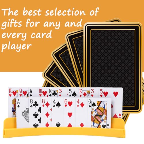 2 Packs of Double-Layer Card Holders,Playing Card Holder for Kids Adults Hands Free Card Holder for Family Card Game Nights Poker Parties - color: Yellow(2pack)