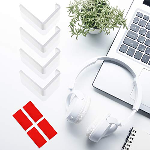 Weewooday 4 Pieces Headphone Hanger Headset Stand Holder Adhesive Wall Mount Headphone Hook for Desk Acrylic Gaming Earphones Hanger with Glues for Earphone Controller(White) - color: White