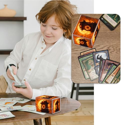 Strong Magnet for TCG MTG Commander Deck Box Playing Card Case Magic Deck Box Creative Pattern Trading Card Storage Box for Collectible Games, Golden Sunset Clock Tower - color: Golden Sunset Clock Tower