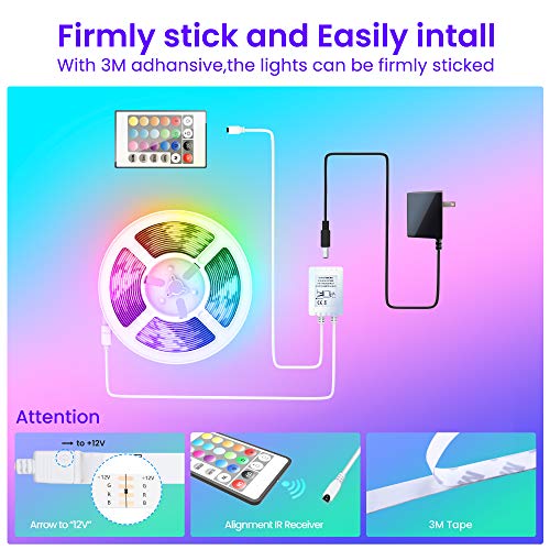 GUPUP 50 FT LED Strip Lights,Bluetooth LED Lighting for Bedroom, Color Changing Light Strip with Music Sync, Phone Controller and IR Remote(APP+Remote +Mic) | Color Changing Light Strip with Music Sync, Phone Controller and IR Remote(APP+Remote +Mic) - si