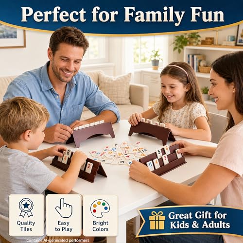 Smilejoy Rummy Cube 8 Player Edition, 214 Tiles in Travel Canvas Bag | Large numbered melmine tiles, 8 playing racks, 6 joker, timer, Travel carry bag, Tile travel game for Festival Gift choice - size: Large (6-8 player)