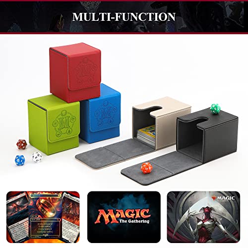 Card Deck Box for MTG Card Storage Box Holds 100 Plus Single Sleeved Cards, Microfiber Lining and LeatherBox Compatible (Blue,Green,White) - color: Blue,Green,White