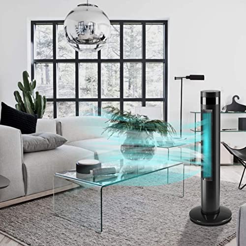 Antarctic Star Tower Fan Portable Electric Oscillating Fan Quiet Cooling Remote Control Standing Bladeless Floor Fans 3 Speeds Wind Modes Timer Bedroom Office (36 inch, Black) | Quiet Cooling Remote Control Standing Bladeless 3 Speeds Wind Modes Timer for