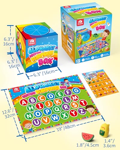 Coogam Mystery Surprise Box, Fine Motor Letter Matching and Sorting Game, 26pcs Alphabet Educational Montessori Learning Toy Gift for Preschool Kindergarten 3 4 5 Year Old