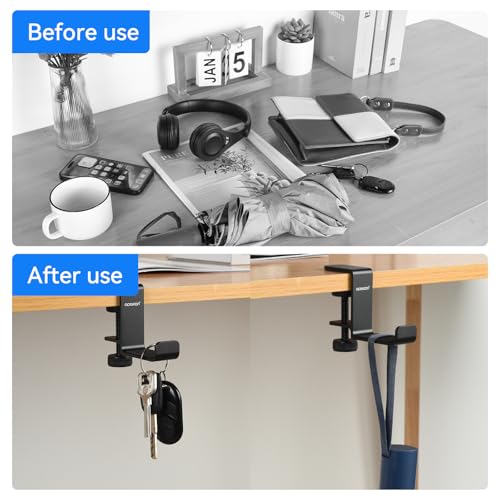 aceyoon Foldable Headphone Stand for Desk, Aluminum Headset Stand Clamp Hook Under Desk Space Save Mount, Headset Holder for Gaming Headphone (Single Foldable Stand) - color: Single Foldable Stand