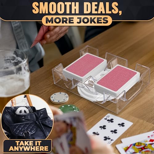 Playing Cards Holder Rotating 360, Compact Plastic Tray for 2 Decks | Playing Card Tray with a Smooth Swivel Base, Easy Access from Every Seat, Durable Build, for Poker and Canasta Game Nights - size: 2 Decks