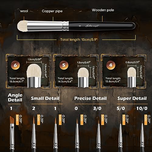 Golden Maple Miniature Paint Brushes Drybrush-10pcs Micro Detail Paint Brush Set, Small Fine Detail Brushes for Acrylic, Watercolors & Paint by Number, Figurine - style: 10GB