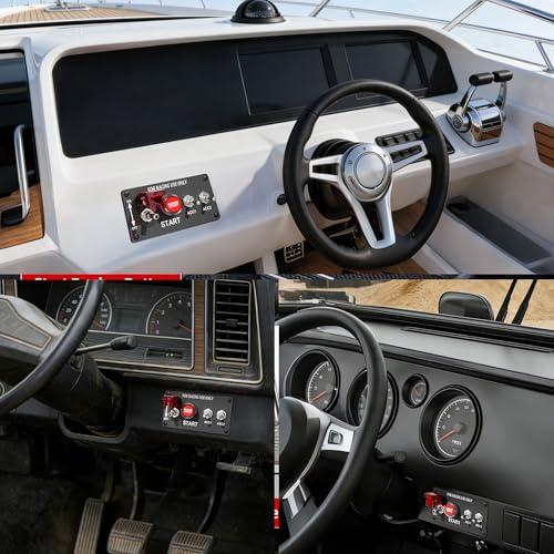 RVBOATPAT 4 in 1 Toggle Switch Panel DC 12V 30A Ignition Switch Panel Toggle Race Car Switch Panel Racing Push Start Ignition Kit for Automotive Truck - color: 4 in 1 Ignition Switch Panel