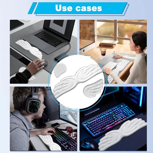 Angel Wing Wrist Rest, Angel Wings Wrist Rest Ergonomic Memory Foam Wrist Rest for Computer Keyboard Mouse Set, Cute Gaming Keyboard Cushion Hand Support
