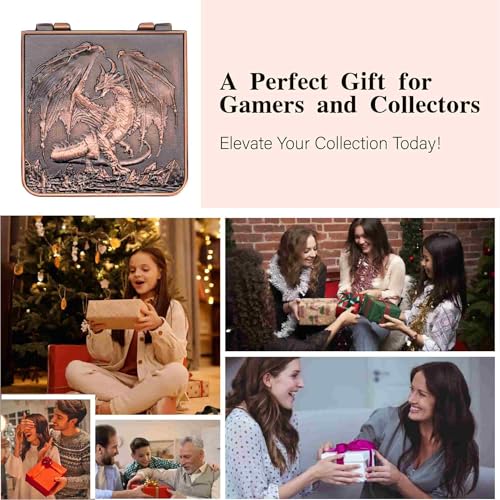 Foldable Spinner Metal DND Dice Set – Compact Elegant Design with D4, D6, D8, D10, D12, D20, D% for TTRPG Gifts - color: Ancient Copper