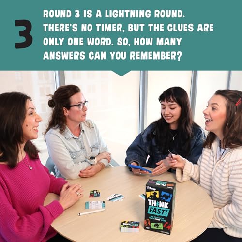 Ridley's Games: Think Fast! -Disney Edition V2 - The Trivia Party Game Where You Know All The Answers - Test Your Disney Knowledge - Great for Parties - Ages 8+, 3+ Players, 30-Minute Playtime - color: Disney Think Fast V2