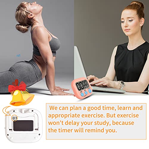 2-Pack Digital Kitchen Timer for Cooking, Multi-Function Electronic Timer, Big Digits Loud Alarm Strong Magnetic Backing, Classroom Timers for Teachers 2-Piece - color: White& Pink