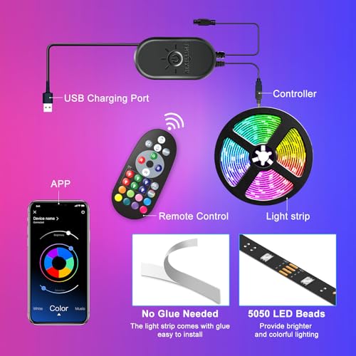 Nexillumi LED Lights for TV, 13.2ft TV LED Backlight for 32-65 Inch, RGB LED Strip Lights Behind TV, APP Remote Control Music Sync TV Led Lights for Bedroom - size: 13.2ft for 32"-65" TV