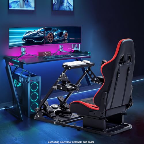 Anman Flight Racing Sim Stand Fit for Logitech G920 X52 G PRO,for Thrustmaster T16000 T248x T80 T300, Flight racing dual-use simulator cockpit, Electronics Not Included