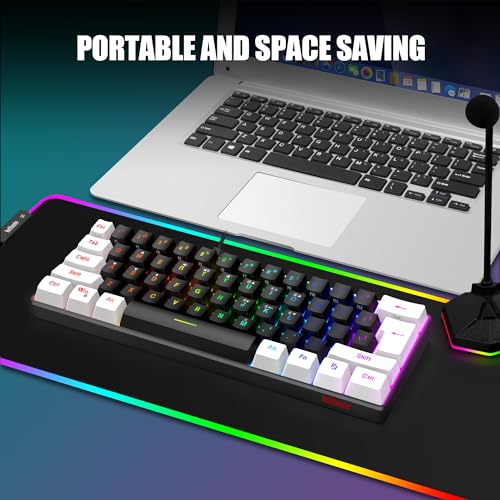 RedThunder 60% Gaming Keyboard and Mouse Combo, Ultra-Compact 61-Key RGB Backlit Mini Keyboard, Lightweight 7200 DPI Honeycomb Optical Mouse, RGB Wired Gaming Set for PC PS5 Xbox Gamer(Black-White) - style: 01 Black-White Wired Combo
