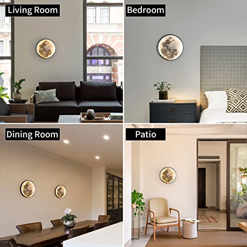 QIYIMEILUX Dimmable Moon Wall Sconce Plug in Modern LED Wall Light with Remote Control 9.5inch 15W Black Wall Lamp Indoor Wall Mounted Lighting Ceiling Light Fixture for Living Room Bedroom - color: 9.5in Moon Black