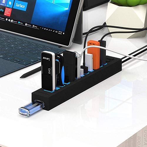 SABRENT 13-Port USB 2.0 Hub with Power Adapter, 2 Switches (HB-U14P) - size: 13-PORT