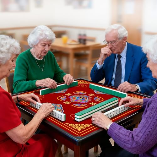 Red Flower Mahjong Mat (31.5X 31.5 in), Non-Slip Noise Reduction | Mahjong Table Mat for Table, Mah Jong Mat with Carrying Bag, Game Table Cover for Mahjongs Poker Dominoes, Christmas Gift - color: Chicken