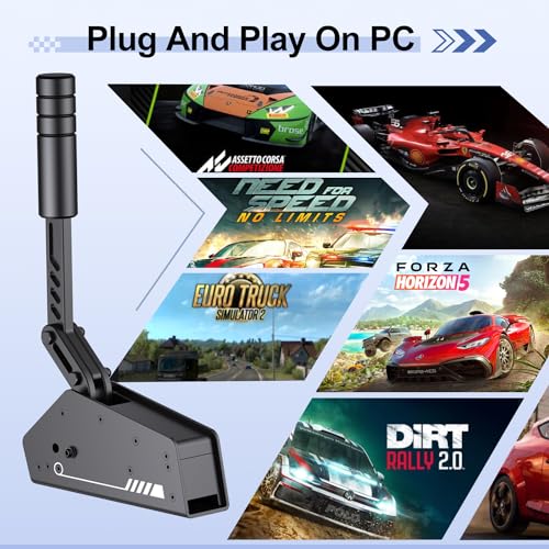 PXN HB S PC Handbrake for Sim Racing (Windows 7/8/10/11) | 16-Bit Hall Sensor, Alloy Construction, Adjustable Force, Stroke & Orientation, Replaceable Spring & Damping, Desk Clamp