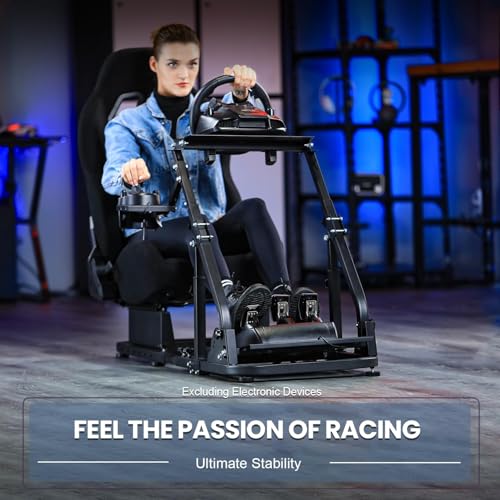 Marada Racing Simulator Cockpit with Black Seat Compatible with Logitech/Thrustmaster G29 G920 G923 T80 T150,Adjustable&Foldable Steering Wheel Stand,Wheel Pedals&Shifter Not Include