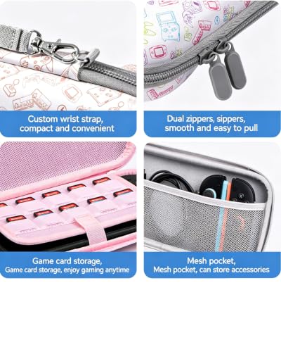 EsteaCovo Carrying Case & Soft Console Cover for Switch 2, Accessory with Thumb Grip Caps | Split Design, EVA Hard Shell & Waterproof Protective , Dockable Protective Full-Body Bundle/Kit for Joy-con - color: White