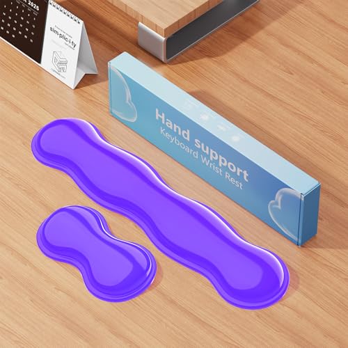 MOKURU Gel Keyboard and Mouse Wrist Rest Set, Comfort Ergonomic Wrist Support, for Wrist Pain Relief, Computer Keyboard Wrist Rest (Purple) - color: Purple