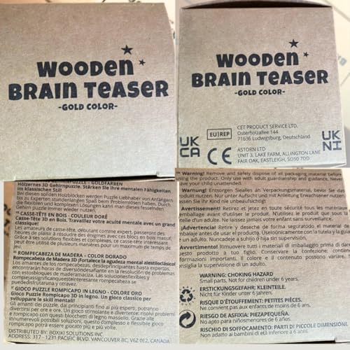 Original 3D Wooden Brain Teaser Puzzle: Engaging 3D Puzzle Box for Kids 8-12 & Adults, Desk Toys Delight, Challenging Games & Wooden Puzzles for Adult Brain Boost (Golden Edition) - style: Golden