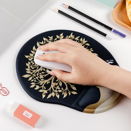Mr. Pen- Ergonomic Mouse Pad with Wrist Rest, Golden Tree Design | Breathable Fabric with Memory Foam Cushion, Non-Slip Rubber Base, Gel Mouse Pad with Wrist Support - color: Golden Tree
