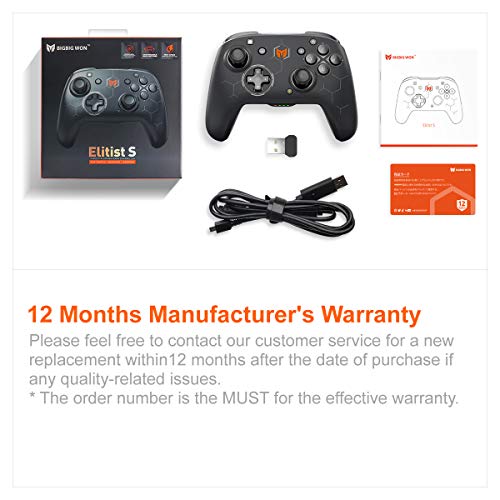 Wireless Gaming Controllers, BIGBIG WON PC Gaming Controller Custom Button, 6-Axis Gyro, Dual Shock, Macro, Turbo, 2.4GHz Dongle Gamepad for Windows 10/Android/iOS/Switch Bluetooth Controller Black - color: Z-C2
