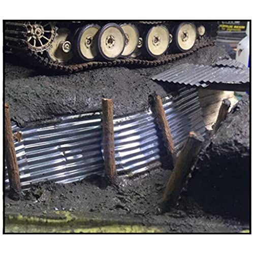 1:35 Scale Steel Shed Corrugated Tile Set, 8 Pcs Iron Miniature Roof Tiles for Diorama Building and Sand Table Layout