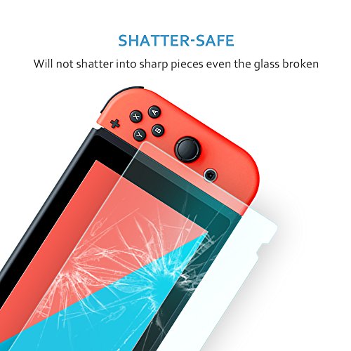 TJS 2 Pack Screen Protector for Nintendo Switch Model 2017 6.2" (Clear) | Tempered Glass Screen Protector Works While Docking 0.3mm Thickness/Bubble Free/Ultra Clear/9H Hardness/ Anti-Fingerprint - size: Nintendo Switch 6.2''