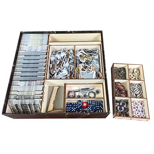 The Broken Token Board Game Organizer - Dead of Winter Compatible Wood Storage Box with Multiple Trays and Dividers