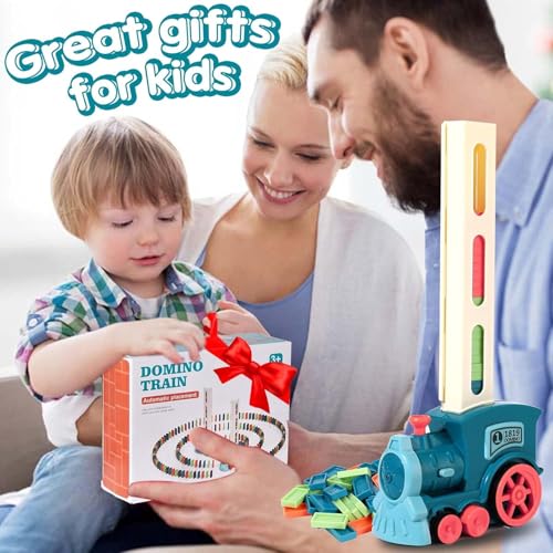 200 PCS Domino Train Toys Set, Automatic Dominos Building and Stacking Creative Game for 3+ Year Old, Electric Dominoes Stem Montessori Toys for Kids Autistic Boys 3 4 5 6 Year Old Birthday Gifts